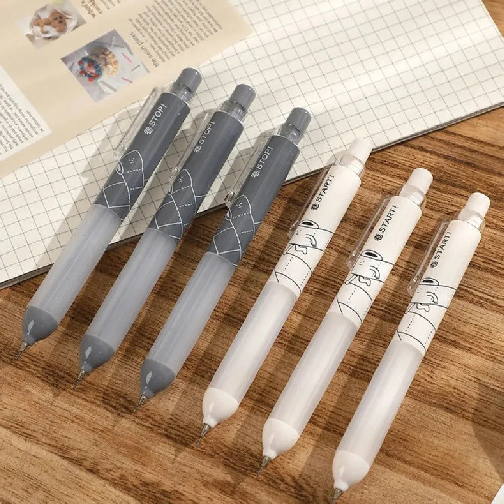 Minimalist 0.5mm automatic pencil with plastic pen holder in black or white colour options