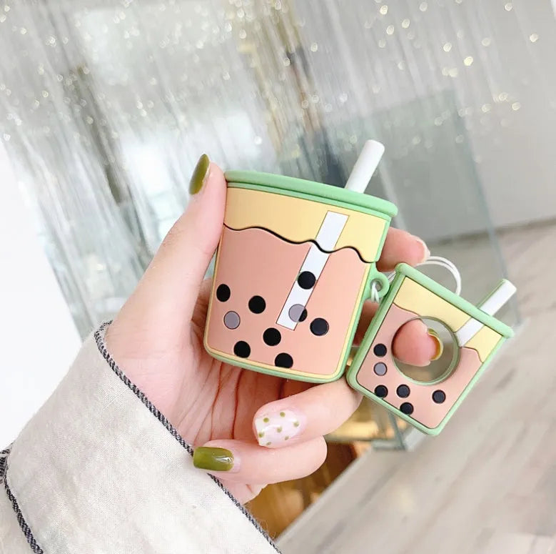 Silicone AirPods earphone covers in green, orange, pink, purple colours