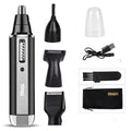 Blue, black, and silver ABS electric shaver for facial grooming and nose hair trimming