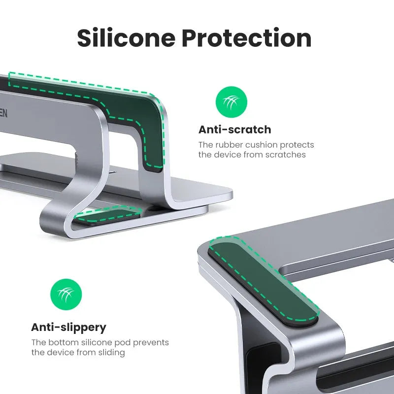 Silver aluminium alloy laptop cooling base with adjustable width for tool-free fitting from 12mm to 26mm