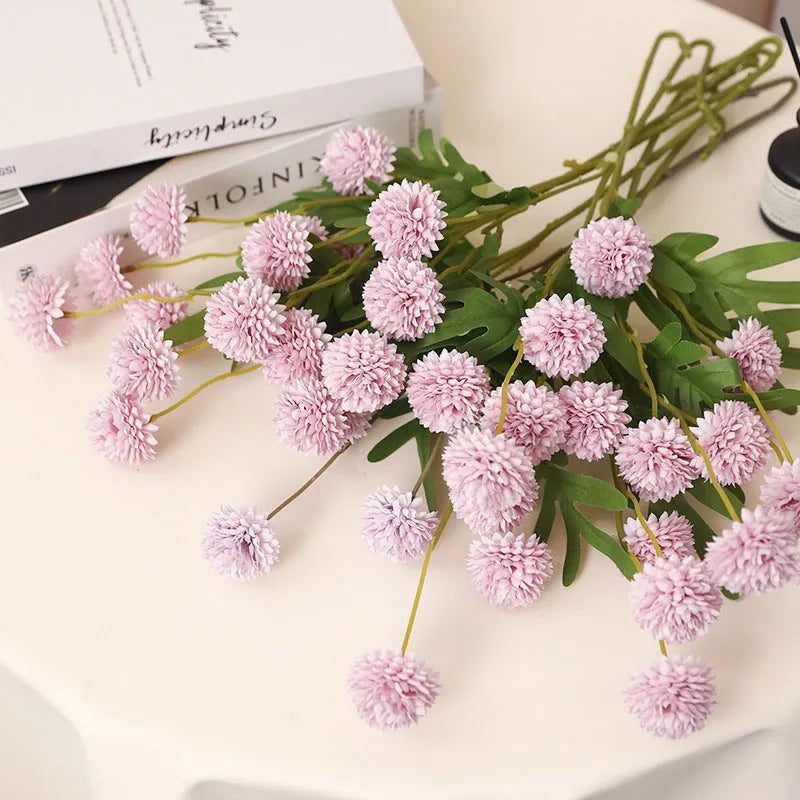 Five-head dandelion chrysanthemum silk flower ornament in multiple colour options