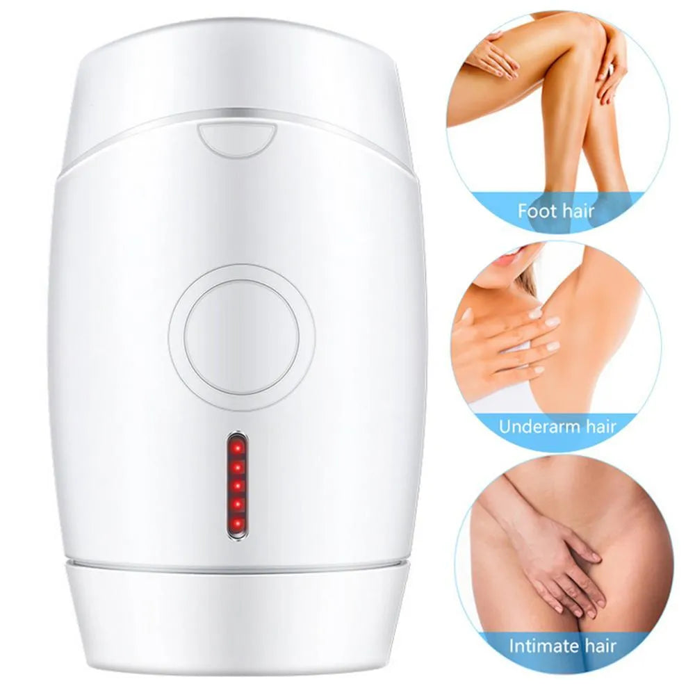White home IPL laser hair removal device on a table.