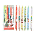 Christmas cartoon design gel pen set with six black ballpoint pens in plastic case