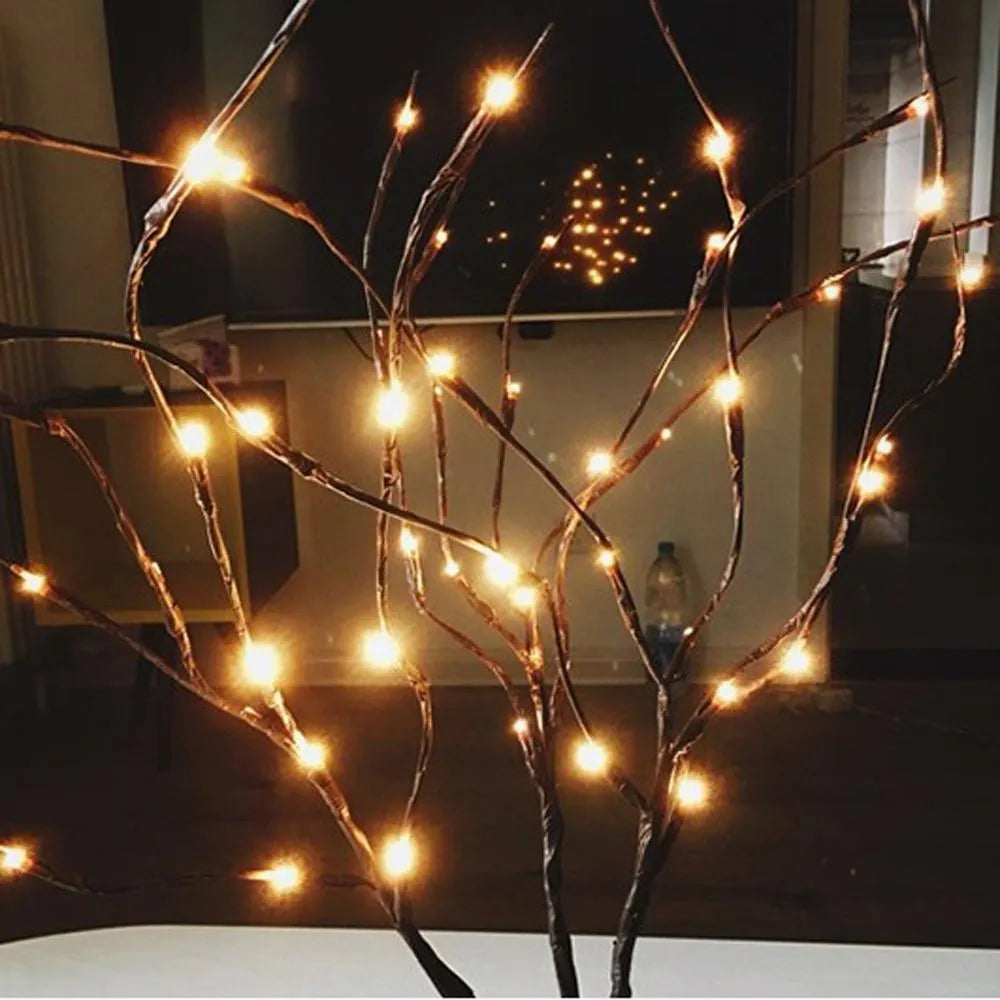 20 LED twig branch light string, 75cm, five branches, battery operated 3V decoration for parties and weddings
