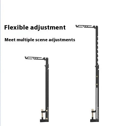 Black stainless steel adjustable telescopic desk lamp holder with brass screw fittings extended to 40cm