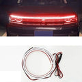 Flexible silicone LED daytime running light strip for cars, showing start scan effect and available in three lengths.