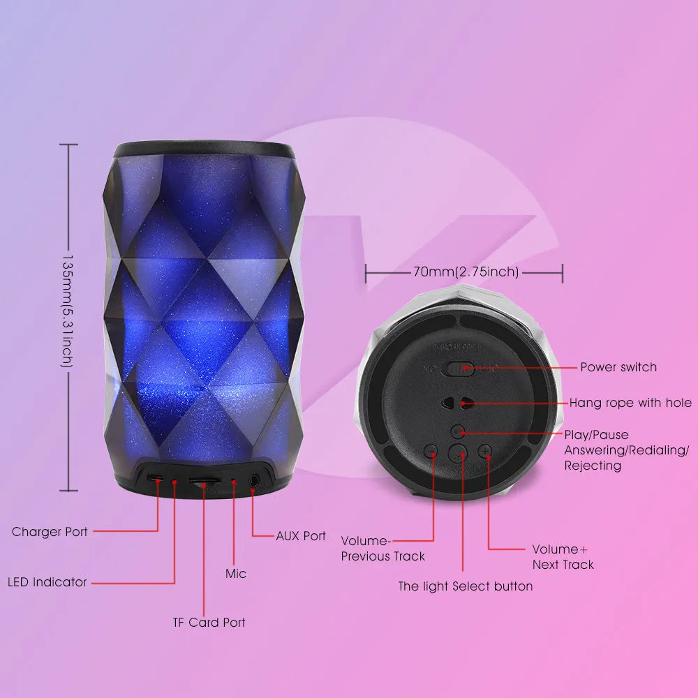 Black crystal diamond-cut Coca-Cola can shaped Bluetooth speaker lantern with colourful starry sky lighting.