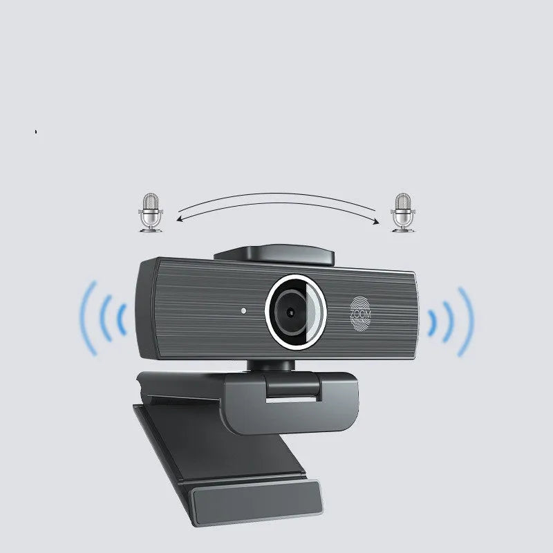 Black network computer camera with 8-megapixel sensor, USB 2.0 cable, and magnetic privacy cover for 3840*2160P video