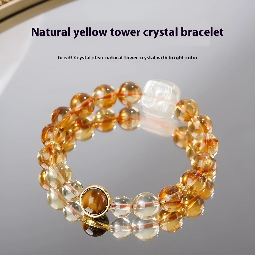 Carved citrine ethnic bracelet with geometric design measuring 10mm