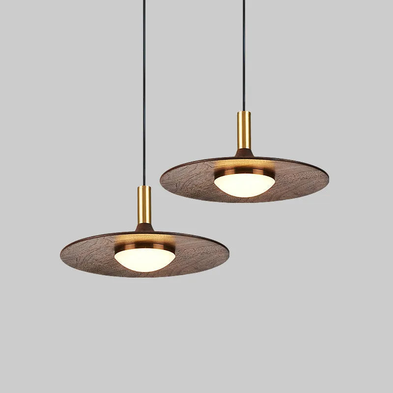 New Chinese style walnut wood bar chandelier with copper fittings and fish line design