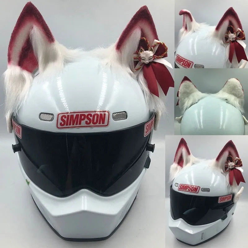 ABS helmet ornaments with animal ears and tails for motorcycle helmets in various colour options