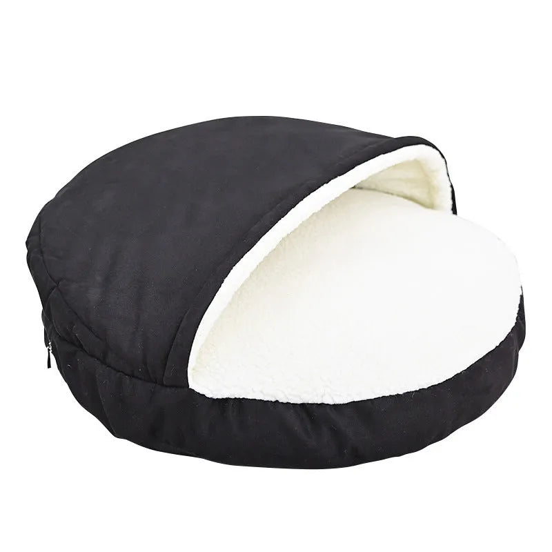 Removable cloth dog kennel in brown or grey, sizes small and medium, with washable cover
