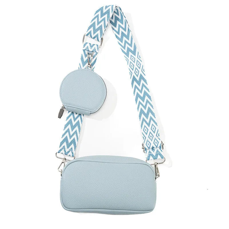 Women's soft PU crossbody bag in horizontal square shape with single shoulder strap