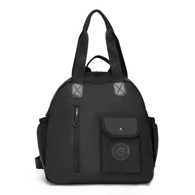 Outdoor backpack showing 48cm height with sandwich pocket compartment and medium hardness nylon construction