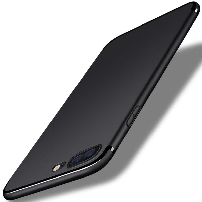 TPU mobile phone shell for iPhone in black, showing slim 0.8mm thickness and precise cutouts