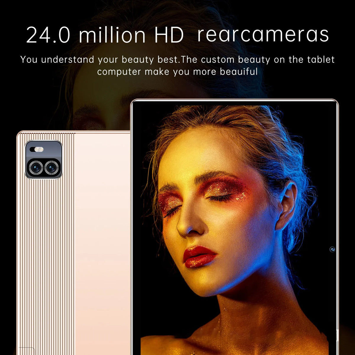 10.1 inch smart tablet in gold, blue, or grey with voice call HD and 9 hour battery