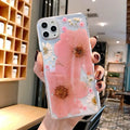 Flower phone case with large pink floral design on TPU back cover for iPhone protection