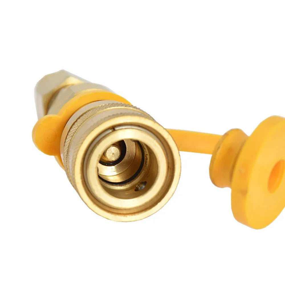 3/8 gas tank connector combination in gold brass with American standard thread for propane conversion