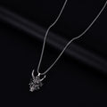 Silver-toned vintage men's necklace with a large rectangular alloy pendant