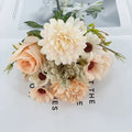 Close-up of an artificial Autumn Hydrangea silk flower bouquet in champagne colour