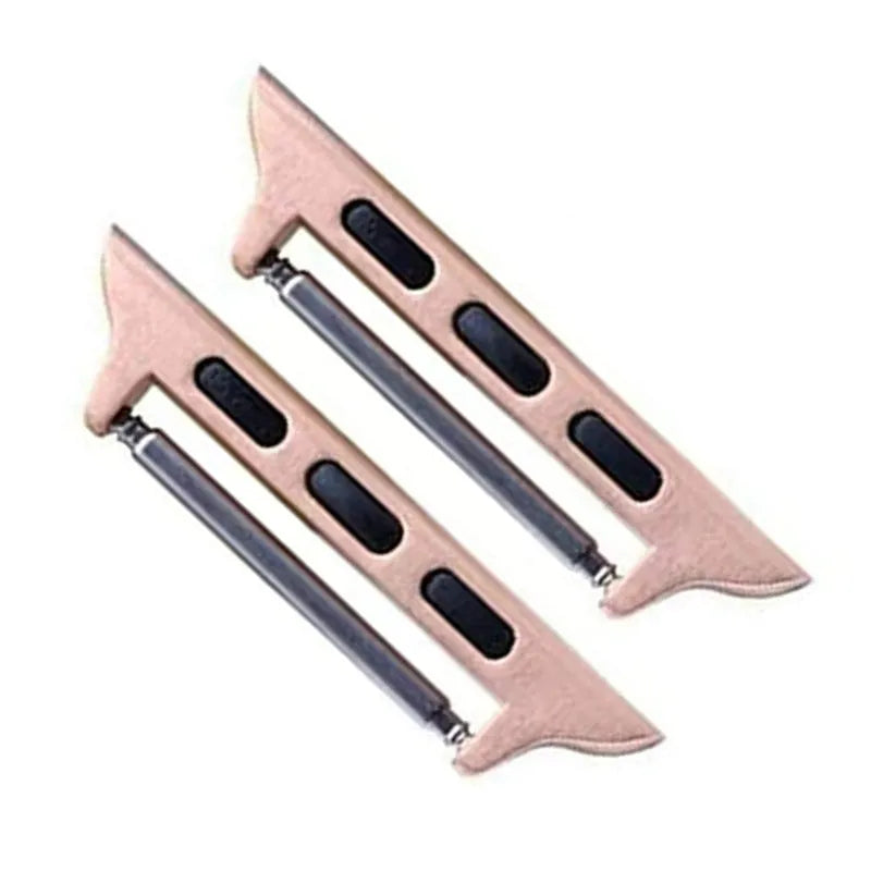 Stainless steel Apple Watch strap connector in black, rose gold, silver, gold or Starlight, 14–24 mm lug width.