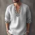 British style short sleeve shirt with 3D striped pattern in bamboo hemp fabric.