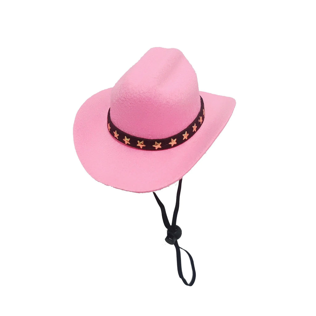 Soft adjustable star cowboy hat for pets on a cat or dog