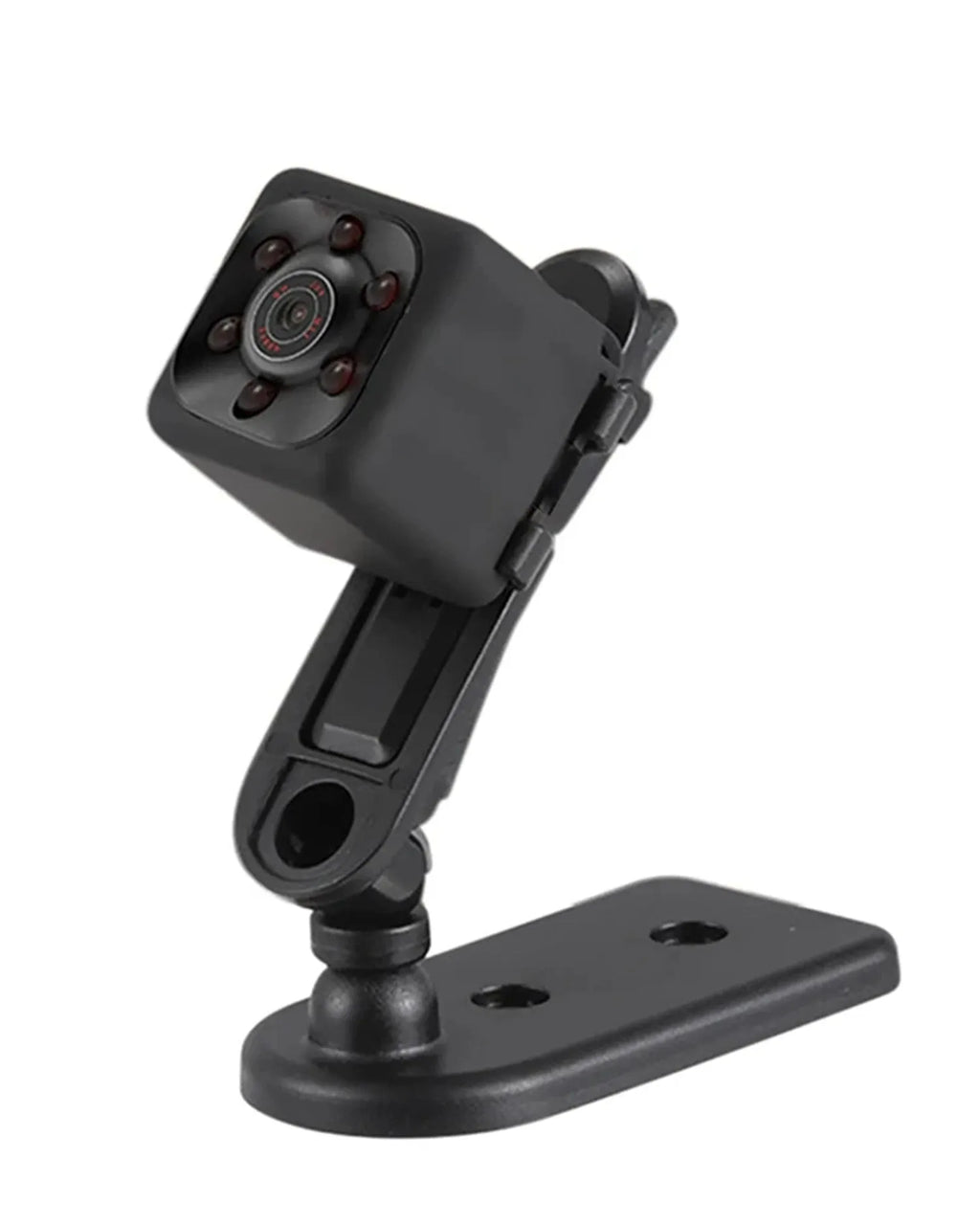 Black mini dashcam with USB cable showing 1080P and infrared night vision specifications