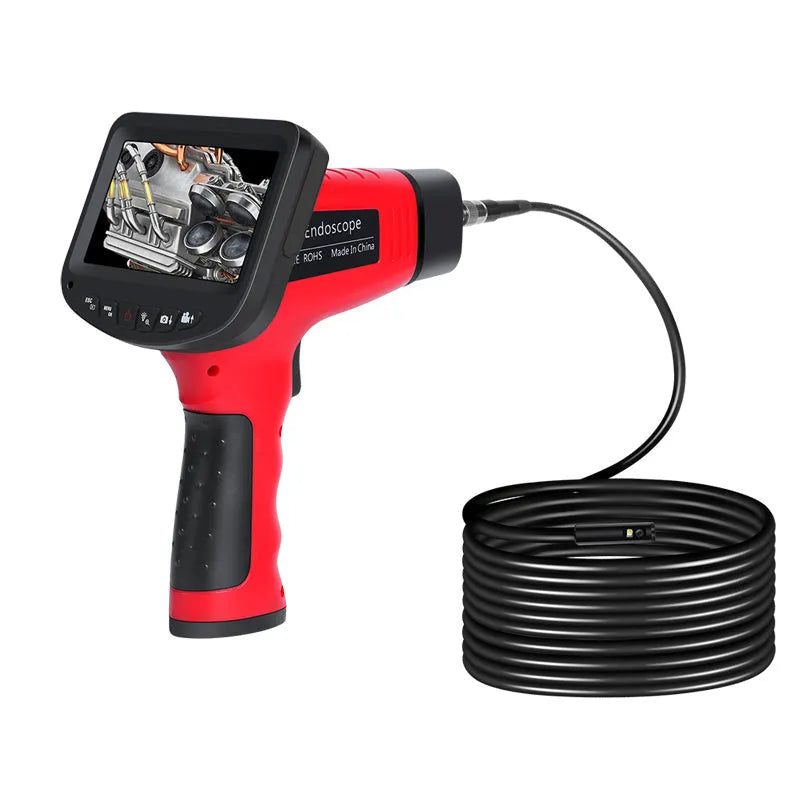 8.5mm diameter dual-lens endoscope camera with snake pipeline and hard wire cable options for inspecting narrow spaces
