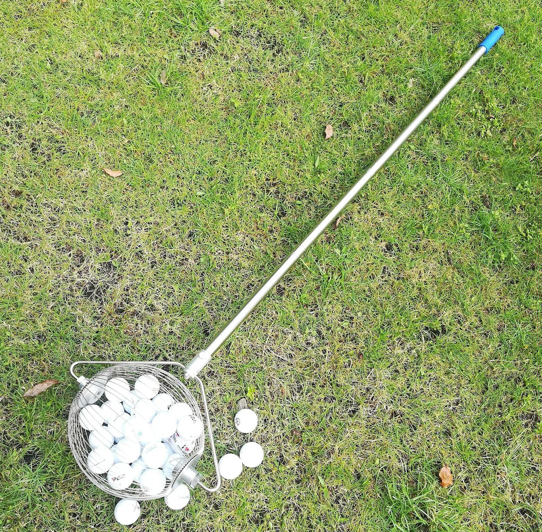 304 stainless steel golf ball picker with 30cm length and metallic finish for retrieving balls from water hazards