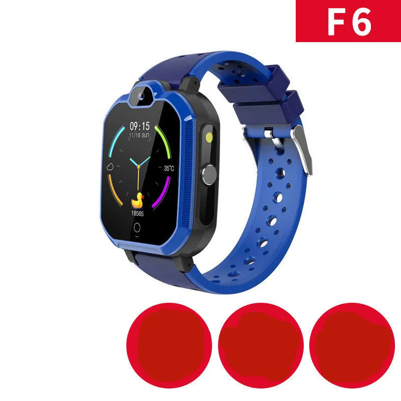 Children's smartwatch with 1.44-inch touchscreen, GPS tracking, and silica gel band in blue or pink