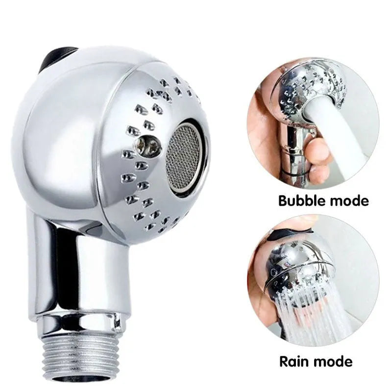 Silver ABS plastic handheld shower head for gentle pet and baby washing.