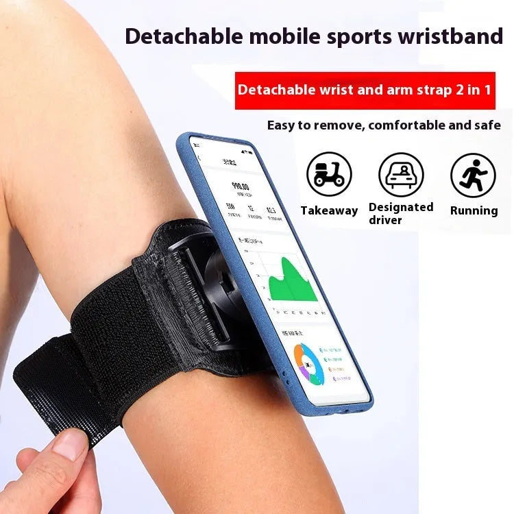Black mobile phone wrist strap and armband holder for takeaway driving and sports activities