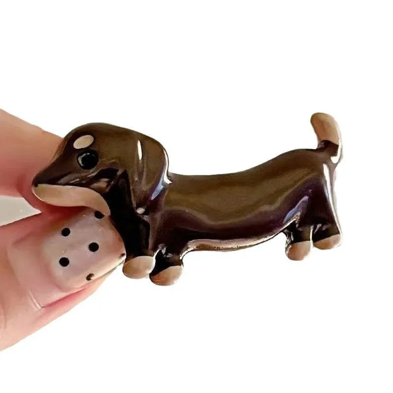 Cute dachshund dog design hair clips with an electroplated finish, shown as a single barrette.