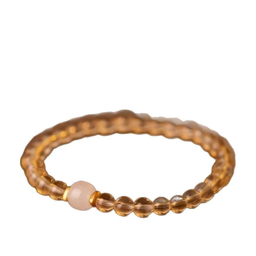 Manual bracelet with Brazilian rutilated quartz and Hetian jade in green or white colour options