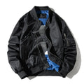 Men's solid pilot jacket in green or black, 100% polyester with long sleeves and ribbed bottom hem