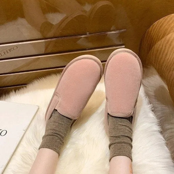 Casual women's fleece-lined flat winter snow boots in multiple colours
