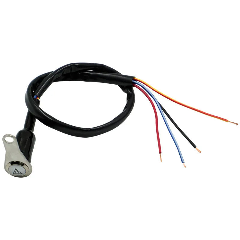 Black stainless steel motorcycle switch with double flash function and illuminated light ring for 7mm panel installation