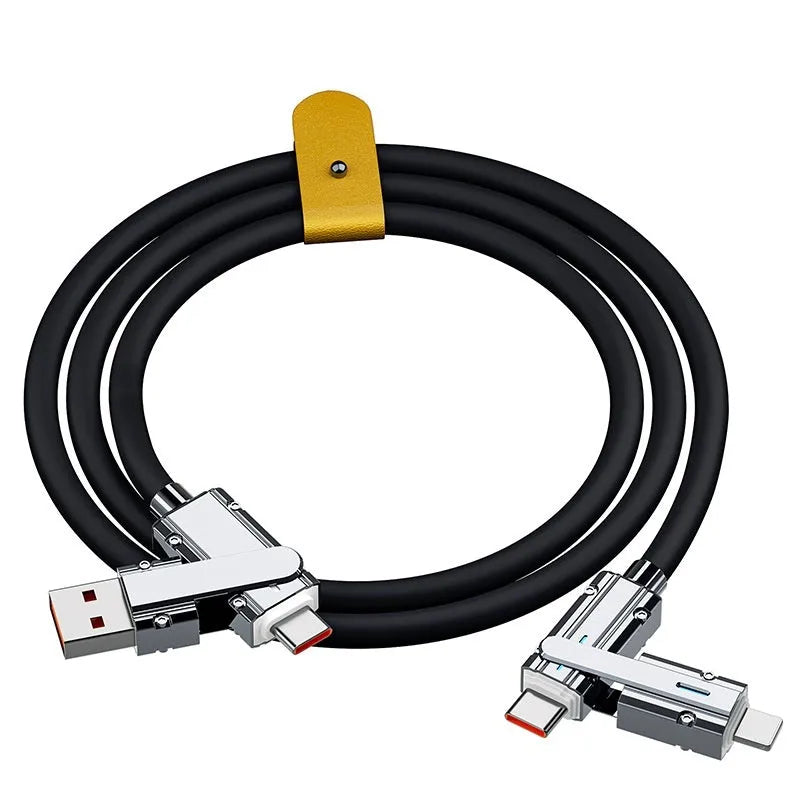 Fast charge mobile phone cable with zinc alloy connectors in orange colour, length 1 metre.