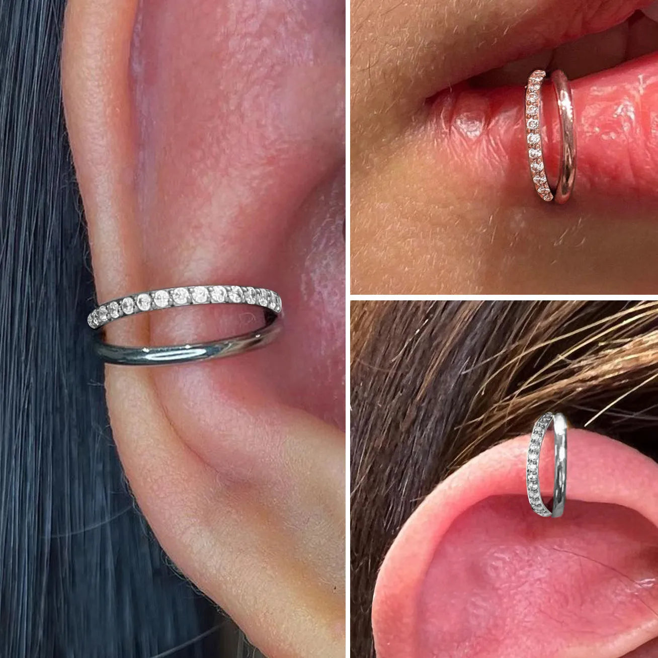 Titanium alloy fork nose ring body jewellery in silver finish showing 1.2mm thickness and fork design