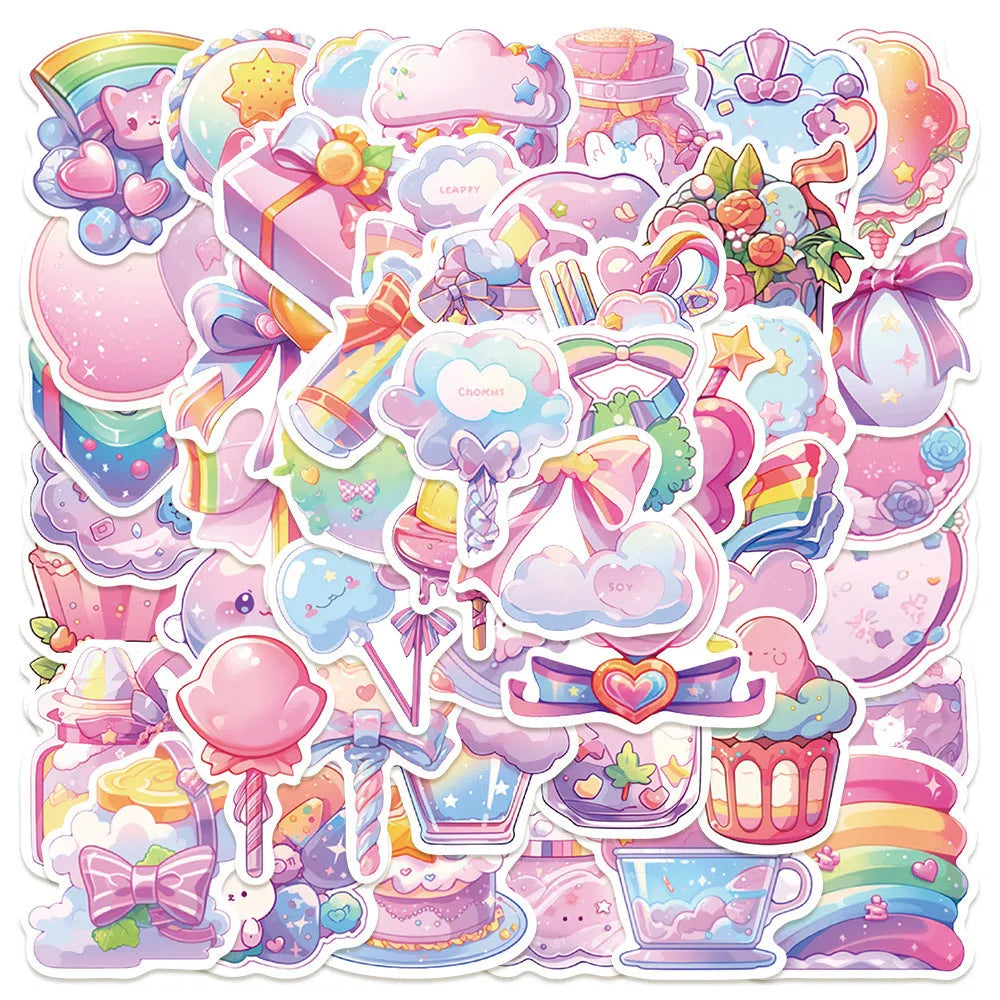 Fresh candy small object decorative waterproof stickers measuring 4-7cm with 50 sheets included