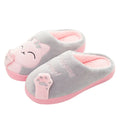 Unisex plush cat slippers with non-slip EVA sole, shown in multiple colours