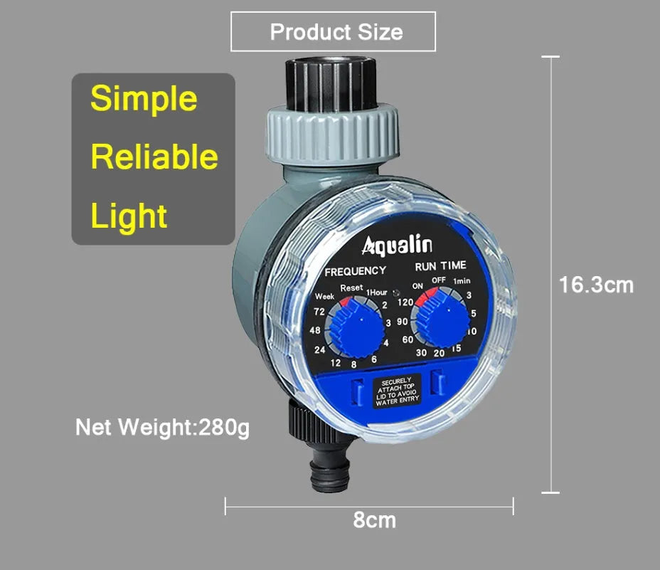 Programmable automatic garden watering timer with display and faucet connection