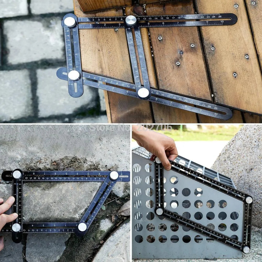 Four-sided aluminium alloy angleizer ruler template tool measuring inches and centimetres with 1 mm accuracy