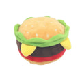 Plush pet toys in hamburger, french fries and milkshake cup colours