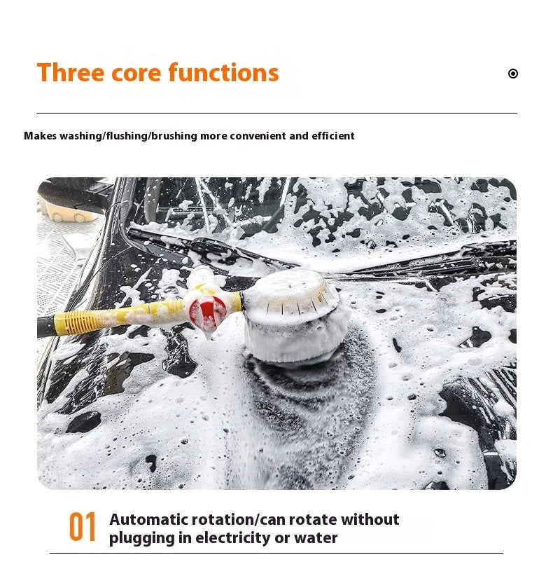 Yellow car wash mop cleaning tool with Chenille brush head and hydraulic adjustment gears
