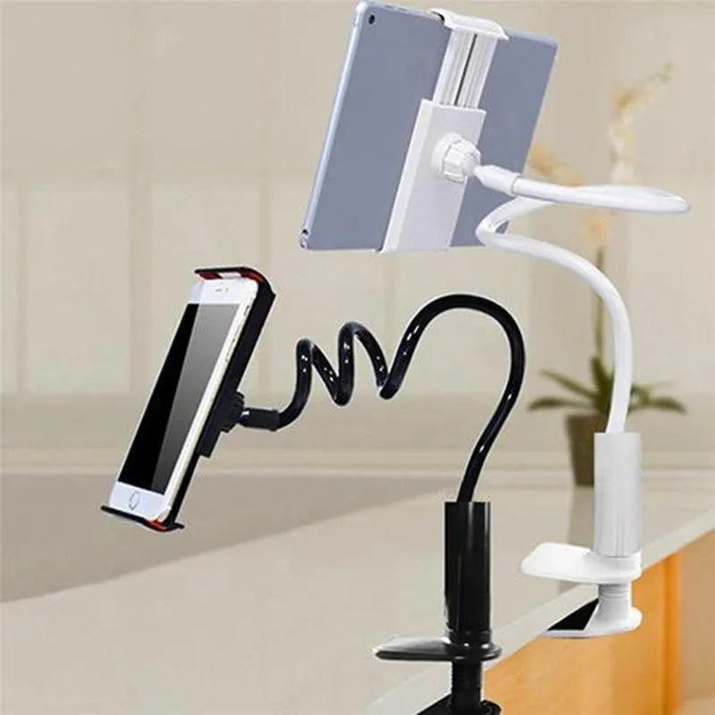 Black Flexible Mount Holder with bendable arm and suction base holding a tablet