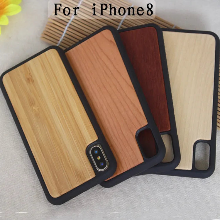 Wooden TPU phone case with carbonised bamboo surface and slim 2.5mm profile for iPhone models