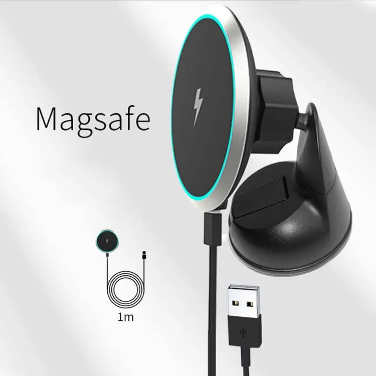 15W magnetic wireless car charger with air vent clip bracket.