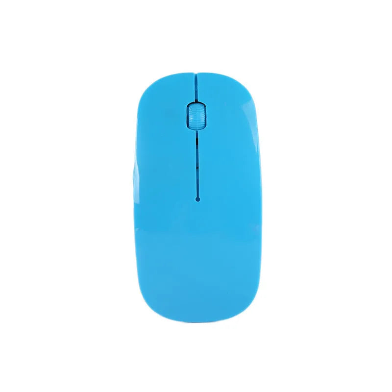 Wireless USB computer mouse shown in multiple colour options: black, blue, green, pink, red, and white.